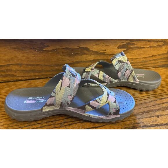 Skechers Foamies Reggae Artsy Sandals Abstract Print Womens 10 Slip Ons Gray - Picture 5 of 8